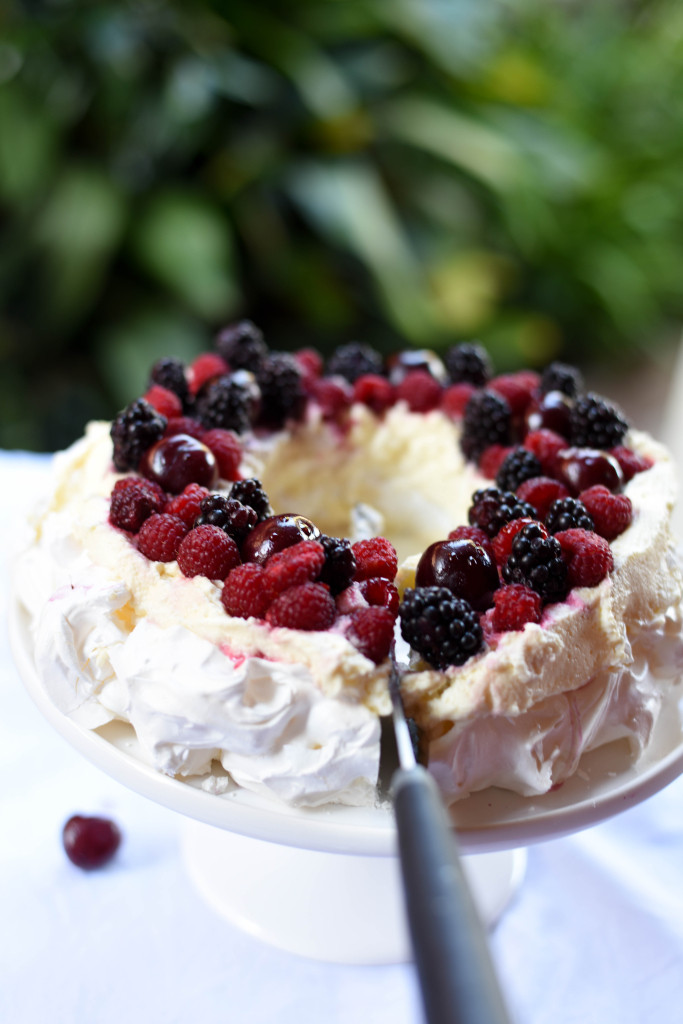 Christmas Wreath Pavlova with Summer Berries - Lisa Eats World